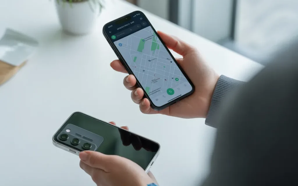 a person locating a lost smartphone using a tracking app