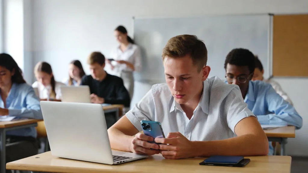 a student distracted by social media